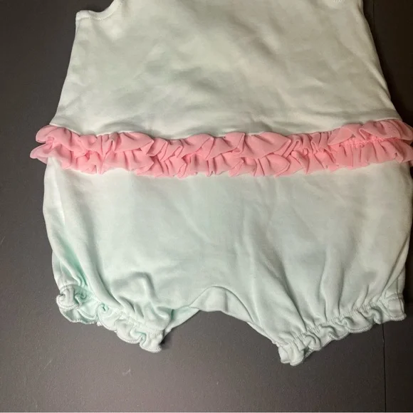 Little Me 6 Months Baby Girls Bunny Romper Hat Matching Set Easter Outfit Ruffle - Picture 4 of 13